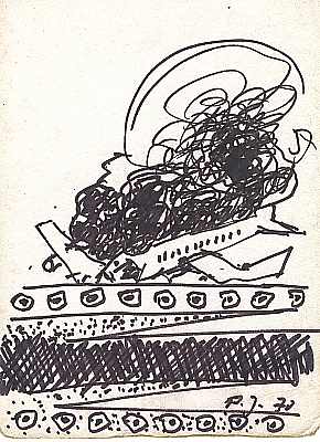 Flugzeugabsturz 1970, Zeichnung von Peter Janssen